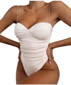 High Waisted Bathing Suit Women One Piece Swimming Suit Sexy Bandage Push-up Pad Swimwear Womens 2020 Summer Monokini Swimsuit #