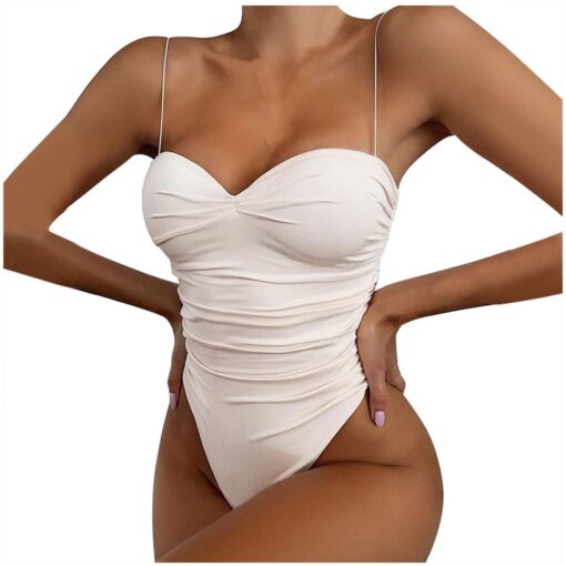 High Waisted Bathing Suit Women One Piece Swimming Suit Sexy Bandage Push-up Pad Swimwear Womens 2020 Summer Monokini Swimsuit #