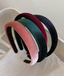 1PC Fashion Women Summer Velvet Headband Vintage Wide Side Press Elastic Hair Bands Soft Solid Girls Headwear Hair Accessories