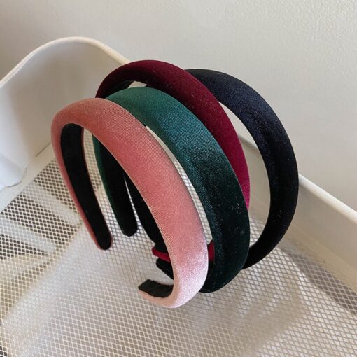 1PC Fashion Women Summer Velvet Headband Vintage Wide Side Press Elastic Hair Bands Soft Solid Girls Headwear Hair Accessories