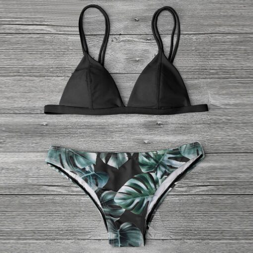 Women Swimwear Bikini Set Print Leaves Push-Up Padded Bathing Swimsuit Beachwear Swimming Suit For Women Bikini 2020#20