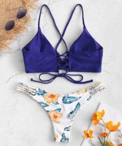 Women Swimwear Cut Flower Two Piece Sexy Bikini Set Pushups Swimsuit Set Bikini Bottoms High Waisted Swimming Suit купальник*P