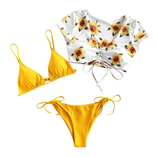 Women's Bikini Print Set Swimsuit Three Piece Filled Bra Swimwear Beachwear fashion Leisure Wild style Early spring trend#2