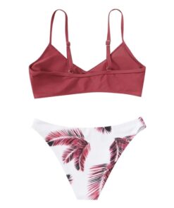 2020 Women's Sexy Fashion Swimwear Leaf Print Split Swimwear Bikini Yellow Plus Size Bikini Set Two Pieces Swimsuit