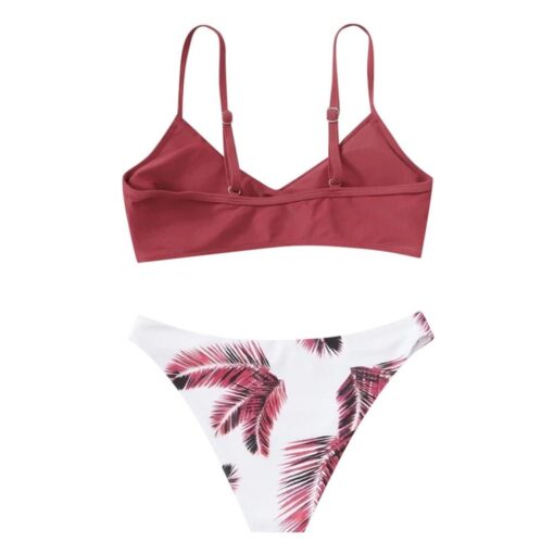 2020 Women's Sexy Fashion Swimwear Leaf Print Split Swimwear Bikini Yellow Plus Size Bikini Set Two Pieces Swimsuit