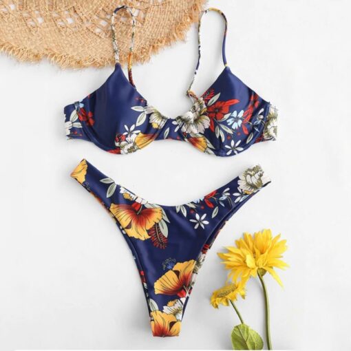 Sale Bikini Summer Floral Bikini Set Low Waist Swimwear Women Brazilian Bathing Suit Sexy Swimsuit Female Brazilian Biquini Q30