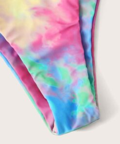 2020 Tie Dye Bikini Women Rainbow Swimsuit Lace Up Bandage Two Piece Bathing Suits Thong Bikini Set Swimwear Biquini Feminino