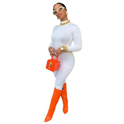 XL019 Fall 2020 Fashion Sporty Casual Fitness Rompers Womens Jumpsuit Long Sleeve solid color Bodycon One Piece Jumpsuits
