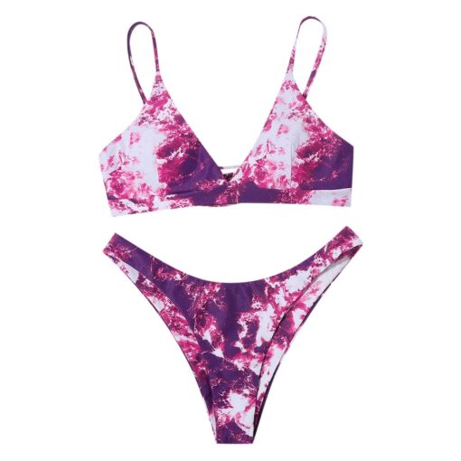 Tie Dye Bikini 2020 High Waist Bikini Push Up Elastic Band Swimsuit Sexy Biquini With Adjustable Strap Swimwear Women 619#3