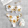 Sunflower print Women Bikini Set Tube top Brazilian Bathing Suit Push-Up Swimsuit Bathing maillot de bain femme