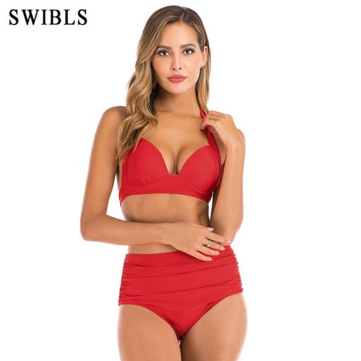 2020 Woman Plus Size Swimwear High Waist S-3XL Bikini Big Women Bathing Suits Floral Vintage Female Sexy Bather Swimsuits