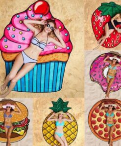 2020 new Polyeater Beach Towel Tapestry Hamburger Fruit Print Picnic Mat Beach Blanket for Home Wall Art Decoration