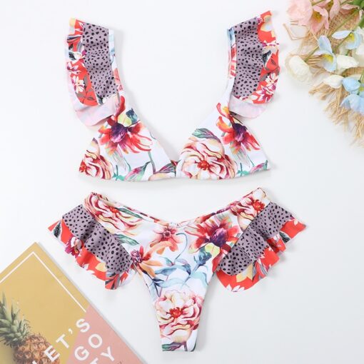 Cute Bikinis 2021 Sexy Bikini Set Micro Bikini Ruffle Swimsuits Female Swimwear Thong Bathing Suit Brazilian Biquini Bather