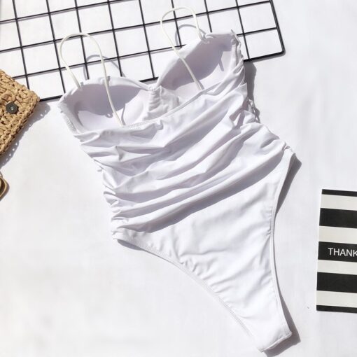 High Waisted Bathing Suit Women One Piece Swimming Suit Sexy Bandage Push-up Pad Swimwear Womens 2020 Summer Monokini Swimsuit #