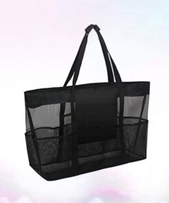 1pc Mesh Bag Portable Beach Tote Bag Bath Storage Bag for Shampoo Sand Towel