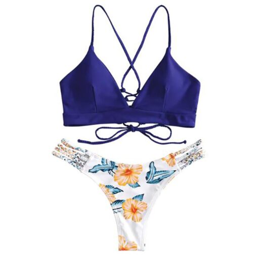 Women Swimwear Cut Flower Two Piece Sexy Bikini Set Pushups Swimsuit Set Bikini Bottoms High Waisted Swimming Suit купальник*P