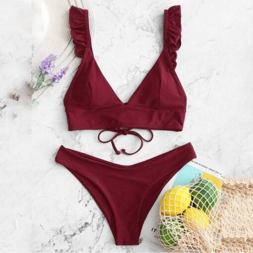 2020 Stripe Bra Women Bikini Set High Cut Solid Two Pieces Bikini Gradient Swimsuit Beachwear Micro Bikini Extreme Sexy#