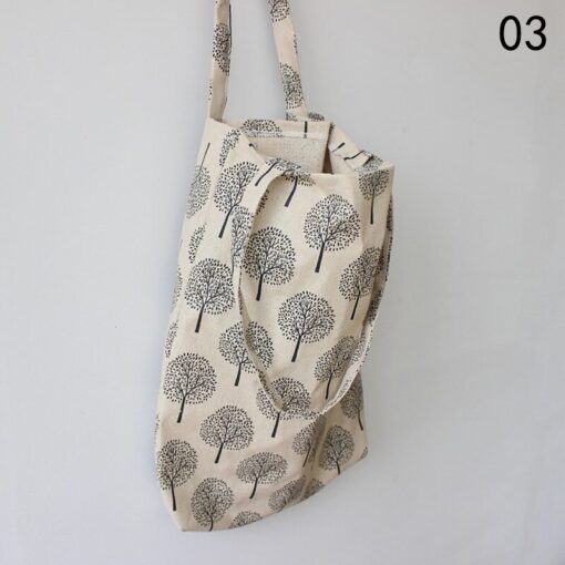 41*32cm New Arrival Women Girl Foldable Reusable Print Shopping Bag Eco Tote Handbag Beach Bag Cotton Linen Shoulder Bag