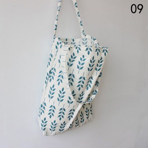 41*32cm New Arrival Women Girl Foldable Reusable Print Shopping Bag Eco Tote Handbag Beach Bag Cotton Linen Shoulder Bag