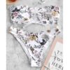 2020 Women Floral Lace-up Scalloped Bandeau Bikini Set Push-up Swimwear Swimsuit Plus Size Strapless Ruffleswimwear#3