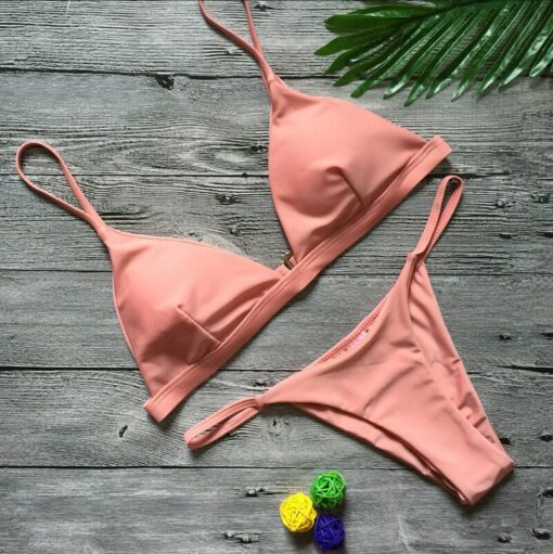 Women Swimwear Push Up Swimsuit One Shoulder Solid Black Red Brazilian Bikini Set 2020 Biquini Bathing Suit Beach Swimming Suit