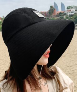 Women Summer Large Wide Brim Adjustable Visor Beach Hats Foldable Anti-UV Women Sun Hat Outdoor Travel Panama Female Cap Bonnet
