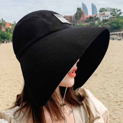 Women Summer Large Wide Brim Adjustable Visor Beach Hats Foldable Anti-UV Women Sun Hat Outdoor Travel Panama Female Cap Bonnet