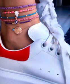 Bohemian Shell Stone Anklets Set for Women Multicolor Braided Beach Wtar Drop Crystal Feet Leg Chain Summer Jewelry Accessories