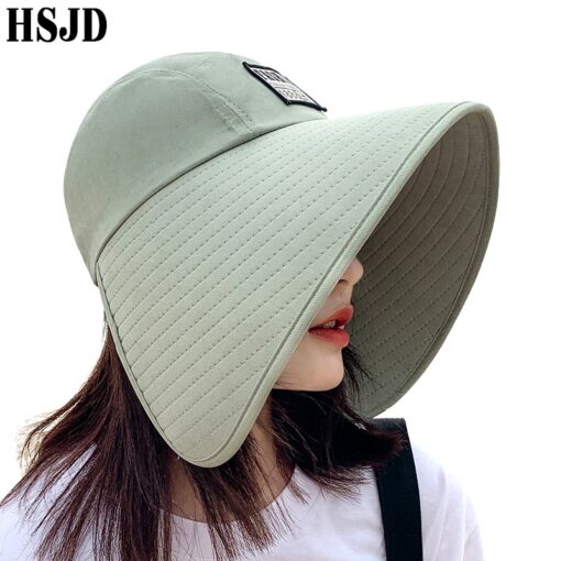Women Summer Large Wide Brim Adjustable Visor Beach Hats Foldable Anti-UV Women Sun Hat Outdoor Travel Panama Female Cap Bonnet