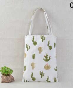 41*32cm New Arrival Women Girl Foldable Reusable Print Shopping Bag Eco Tote Handbag Beach Bag Cotton Linen Shoulder Bag