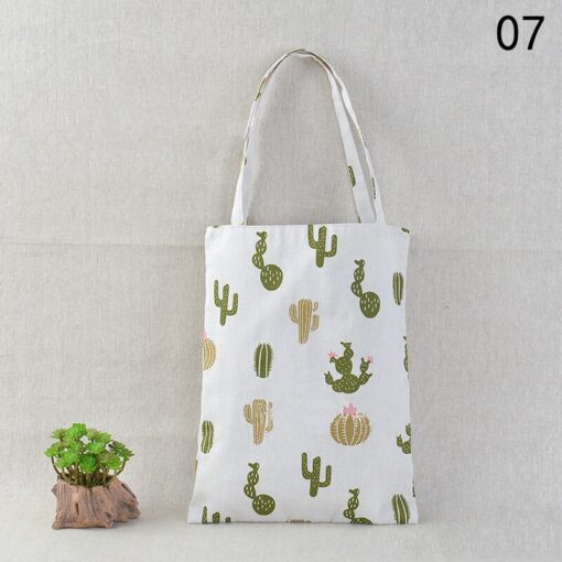 41*32cm New Arrival Women Girl Foldable Reusable Print Shopping Bag Eco Tote Handbag Beach Bag Cotton Linen Shoulder Bag