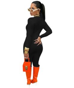 XL019 Fall 2020 Fashion Sporty Casual Fitness Rompers Womens Jumpsuit Long Sleeve solid color Bodycon One Piece Jumpsuits