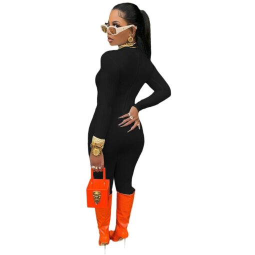 XL019 Fall 2020 Fashion Sporty Casual Fitness Rompers Womens Jumpsuit Long Sleeve solid color Bodycon One Piece Jumpsuits