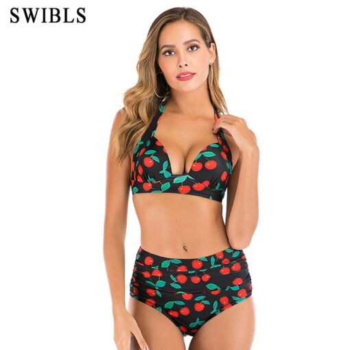 2020 Woman Plus Size Swimwear High Waist S-3XL Bikini Big Women Bathing Suits Floral Vintage Female Sexy Bather Swimsuits