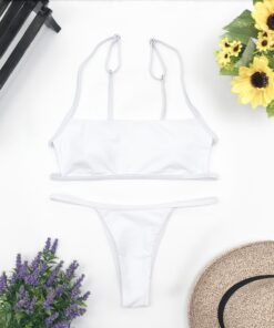 New Yellow Sexy Brazilian String Thong Bikini Women Bandeau Push Up Swimsuit Beach Swimwear Swim Bathing Suit Girl Swimming Suit