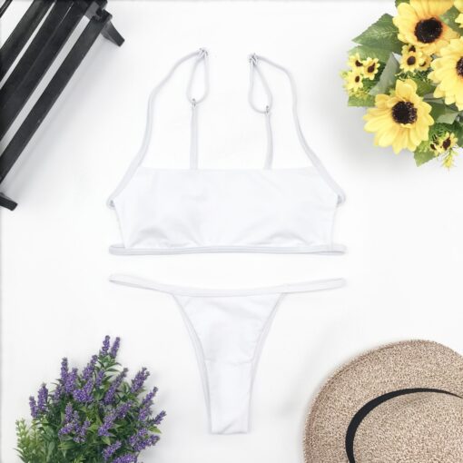 New Yellow Sexy Brazilian String Thong Bikini Women Bandeau Push Up Swimsuit Beach Swimwear Swim Bathing Suit Girl Swimming Suit