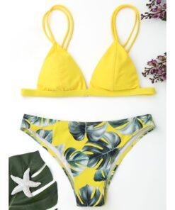 Women Swimwear Bikini Set Print Leaves Push-Up Padded Bathing Swimsuit Beachwear Swimming Suit For Women Bikini 2020#20