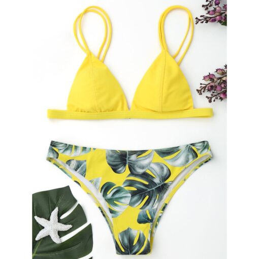 Women Swimwear Bikini Set Print Leaves Push-Up Padded Bathing Swimsuit Beachwear Swimming Suit For Women Bikini 2020#20