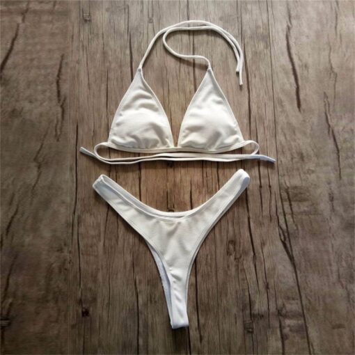 Brazilian Girls Swimming Suits Bikini Small Cup+ High Cut Style Beach Biquini Solid Black/White Micro Swim Suits Thong Bikinis