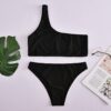 Women Swimwear Push Up Swimsuit One Shoulder Solid Black Red Brazilian Bikini Set 2020 Biquini Bathing Suit Beach Swimming Suit