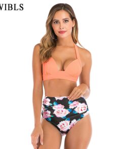2020 Woman Plus Size Swimwear High Waist S-3XL Bikini Big Women Bathing Suits Floral Vintage Female Sexy Bather Swimsuits