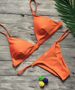 Women Swimwear Push Up Swimsuit One Shoulder Solid Black Red Brazilian Bikini Set 2020 Biquini Bathing Suit Beach Swimming Suit
