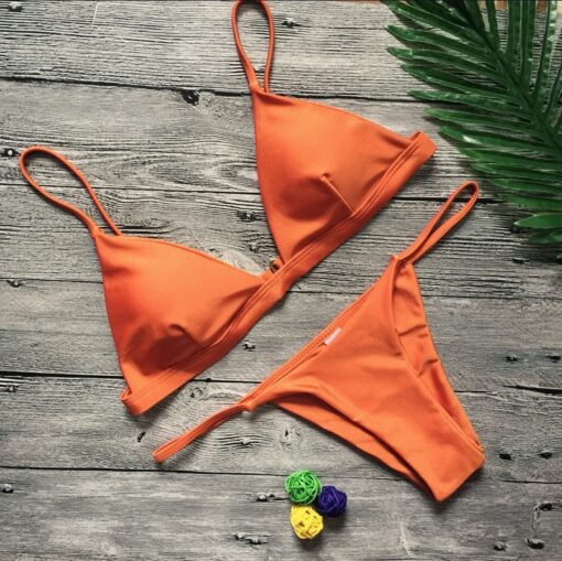 Women Swimwear Push Up Swimsuit One Shoulder Solid Black Red Brazilian Bikini Set 2020 Biquini Bathing Suit Beach Swimming Suit