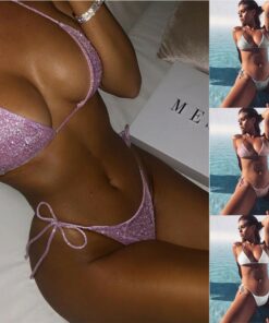 2019 New Ornaments Swimwear Women Sequins Diamond Bikini set Bathing Suit Sexy Push up Stones Straps Swimsuit Monokini Biquini