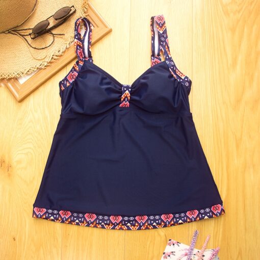 Plus Size Swimwear Women Tankini Swimsuit 3XL Large Swimming For Women 2020 Vintage Push Up Bathing Suit Blue Black Beachwear