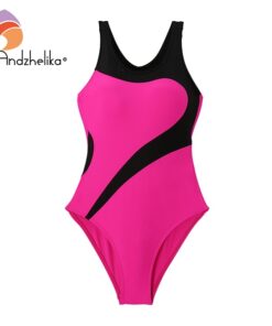 Andzhelika Children's One-Piece Suits Swimsuit Girls Beach Sport Bodysuit Solid Patchwork Kid Bathing Suit Girl Monokini AK81774