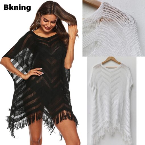 Tassel Woman Tunic Beach Dress Black Beachwear Swimsuit Swim Wear Dresses Womens Bathing Suit Cover Ups White Black V Style Sexy