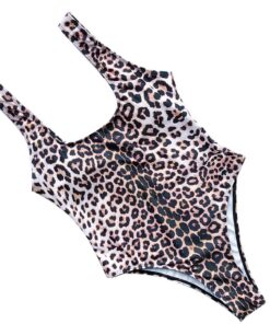 Summer Beachwear Attractive Women's Bodysuit Bikini Leopard Set Swimsuit One Piece Filled Bra Swimwear Alluring Bather Swimwear