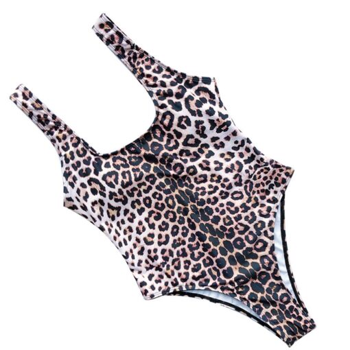 Summer Beachwear Attractive Women's Bodysuit Bikini Leopard Set Swimsuit One Piece Filled Bra Swimwear Alluring Bather Swimwear