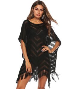 Tassel Woman Tunic Beach Dress Black Beachwear Swimsuit Swim Wear Dresses Womens Bathing Suit Cover Ups White Black V Style Sexy